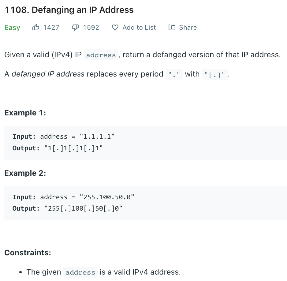 Defanging an IP Address