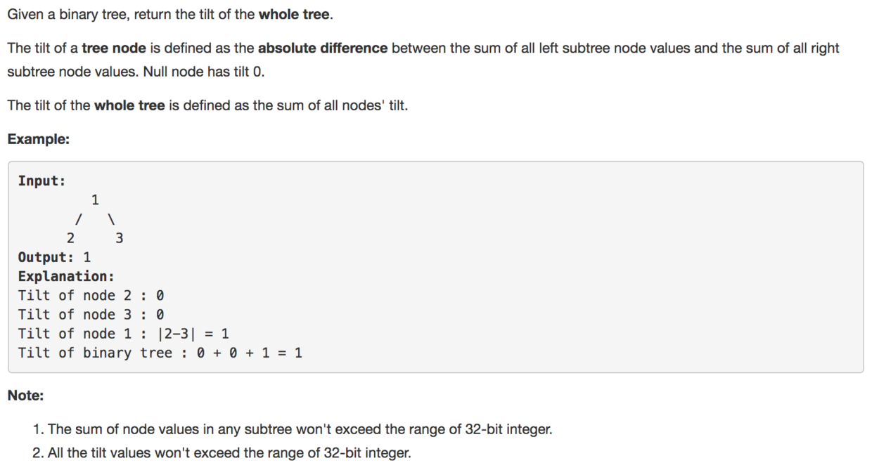 Binary Tree Tilt