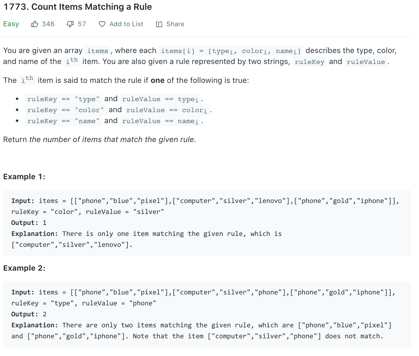 Count Items Matching a Rule