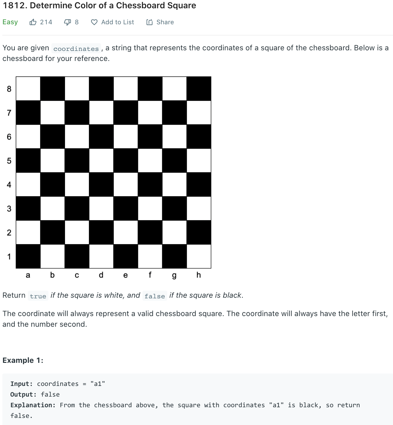 Determine Color of a Chessboard Square