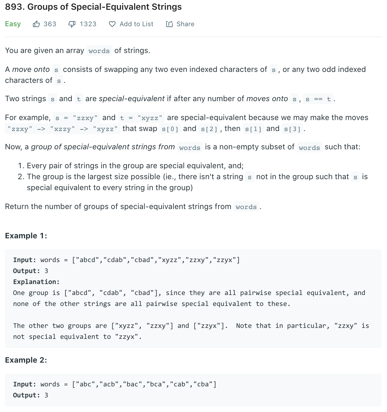 Groups of Special-Equivalent Strings