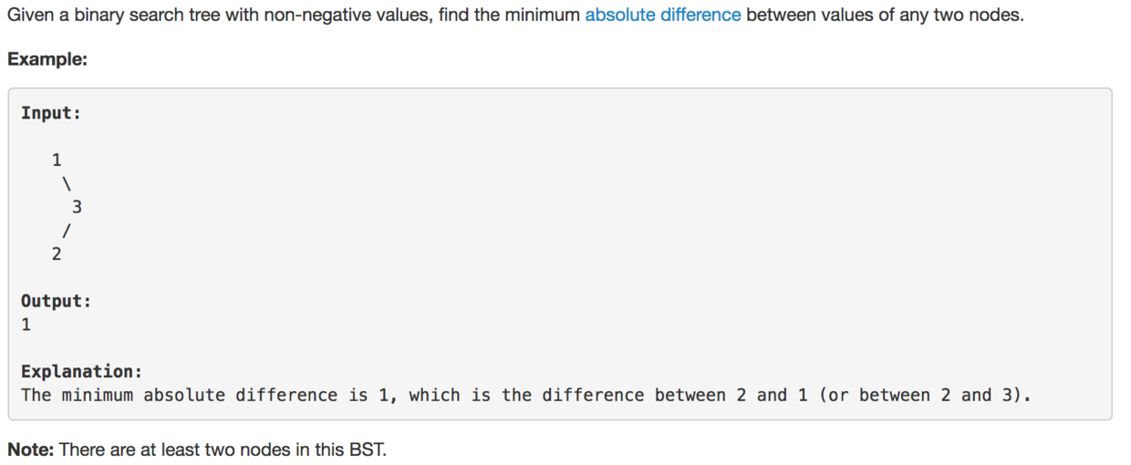 Minimum Absolute Difference in BST