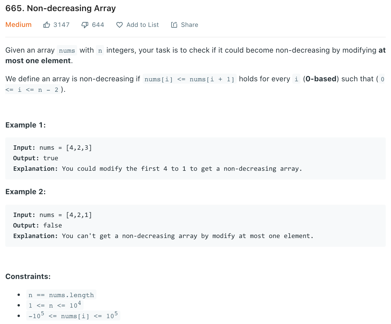 Non-decreasing Array