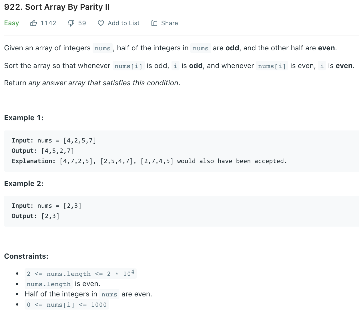 Sort Array By Parity II