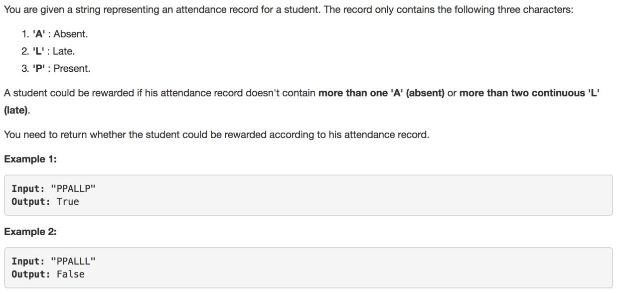 Student Attendance Record I