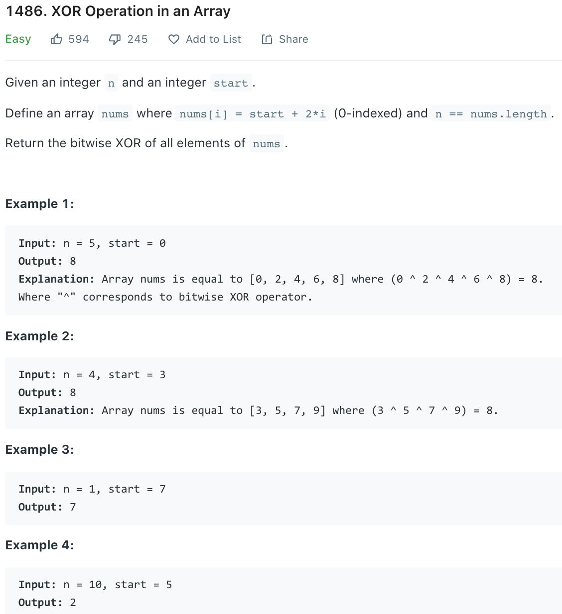 XOR Operation in an Array